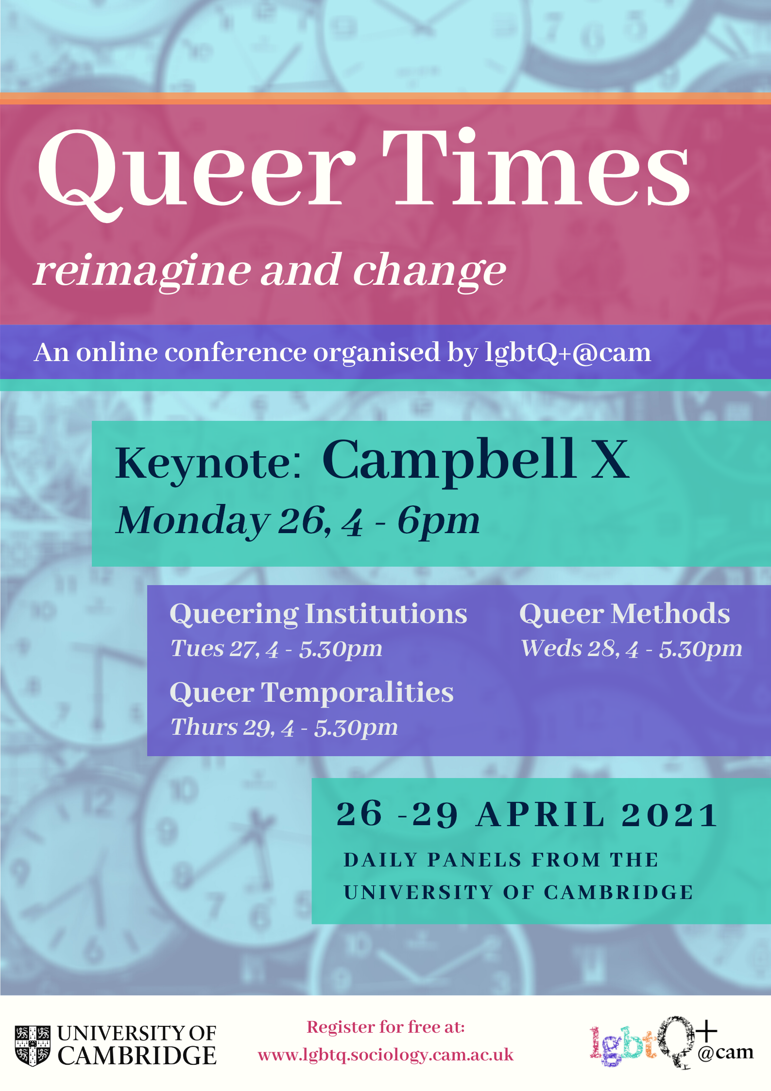 Queer Times 2021 poster - 26th - 29th April 2021