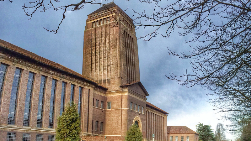 a photograph of the front of the University Library